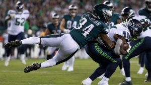 Ja'Quinden Jackson making a tackle for the Philadelphia Eagles on special teams