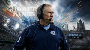 Bill Belichick pacing the sideline in a headset ahead of North Carolina season opener