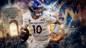 San Jose State Spartans quarterback scrambling under pressure