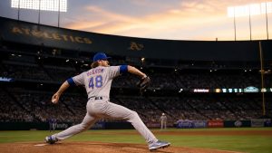 A veteran left-handed pitcher delivers a pitch on a Major League mound, evoking the legacy of Tommy John