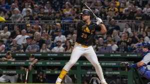 Ryan O'Hearn batting for the Pittsburgh Pirates at PNC Park