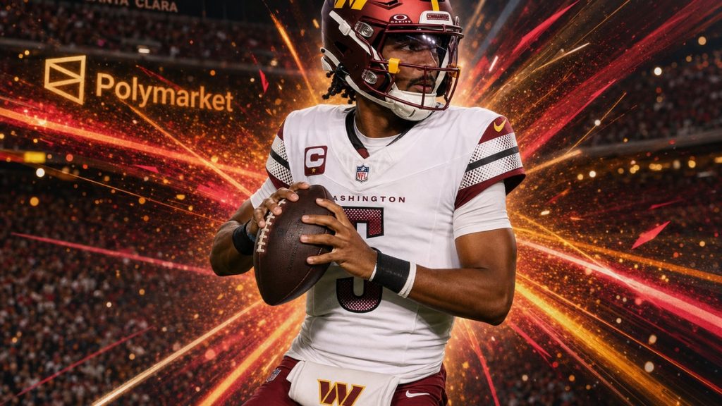 Jayden Daniels dropping back to pass for the Washington Commanders