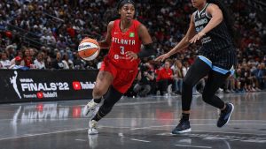 Jordin Canada of the Atlanta Dream driving to the basket during the WNBA Finals